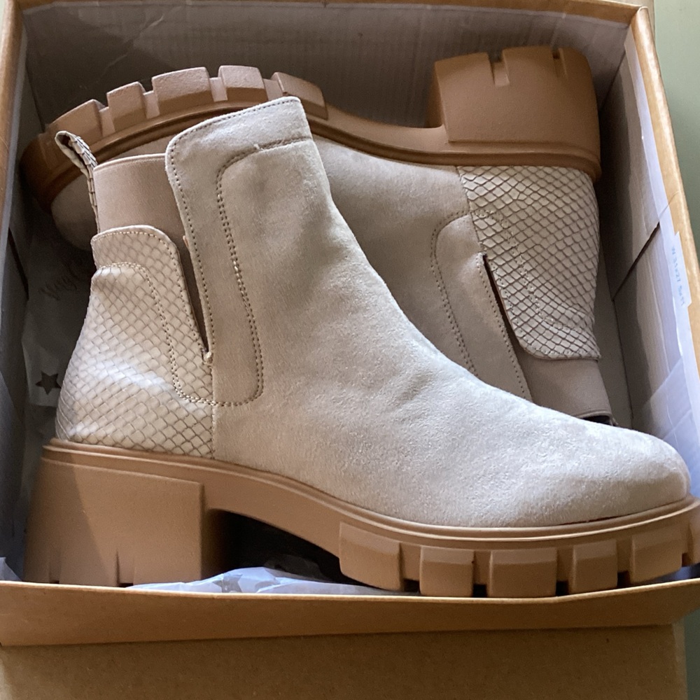 Beige Chunky Sole Ankle Boots